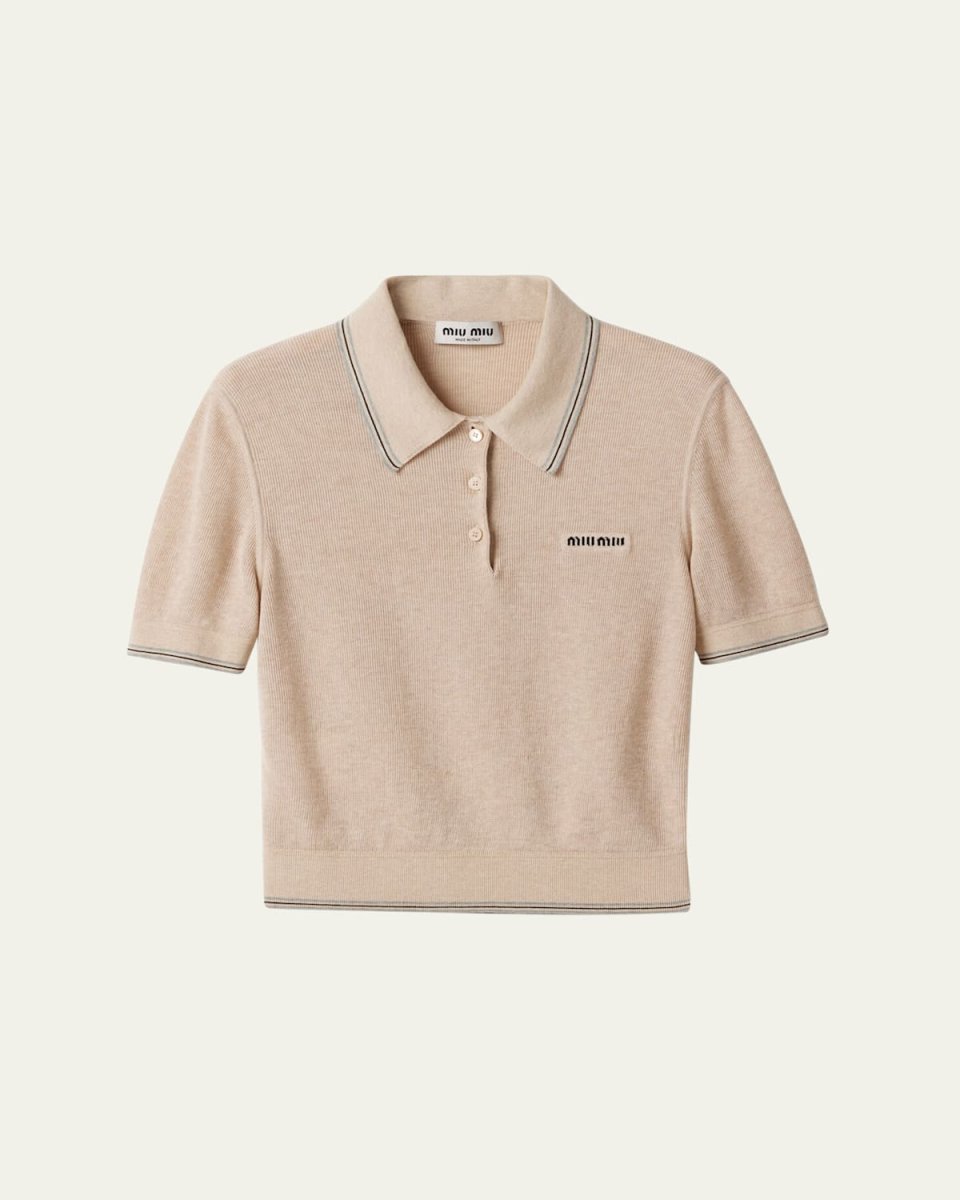 Short-Sleeve Crop Polo Top